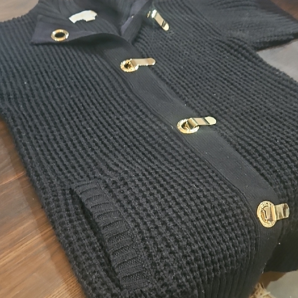 Michael Kors poncho cable knit shortsleeve/cap sleeve sweater w pockets SZ small - Picture 2 of 8